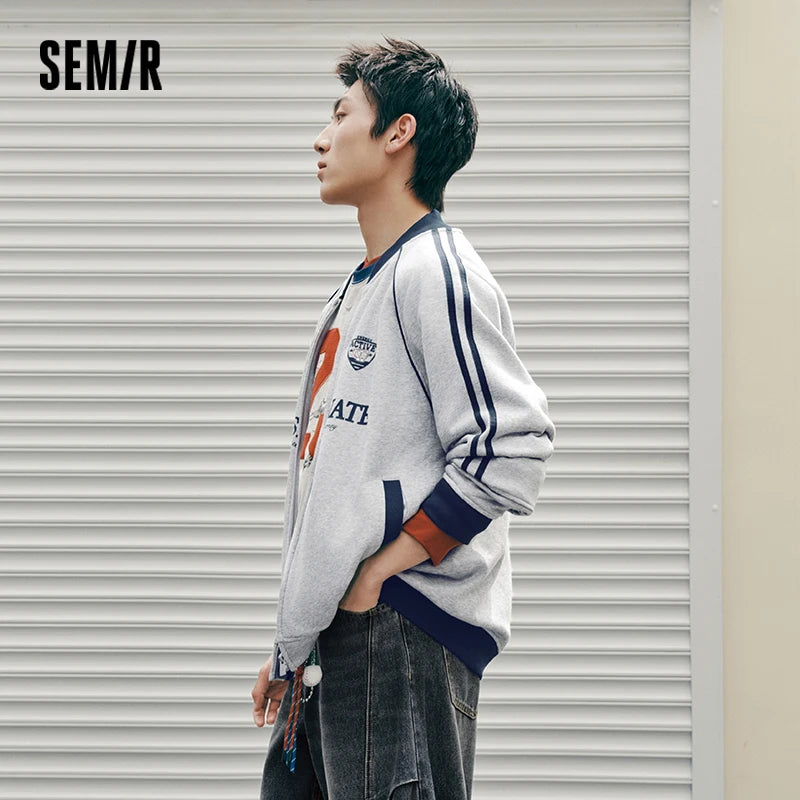 Semir Unisex Jacket Baseball Sport Retro 2026 Autumn Trendy Couple Style Casual Cardigan Outerwear Daily Layer Wear