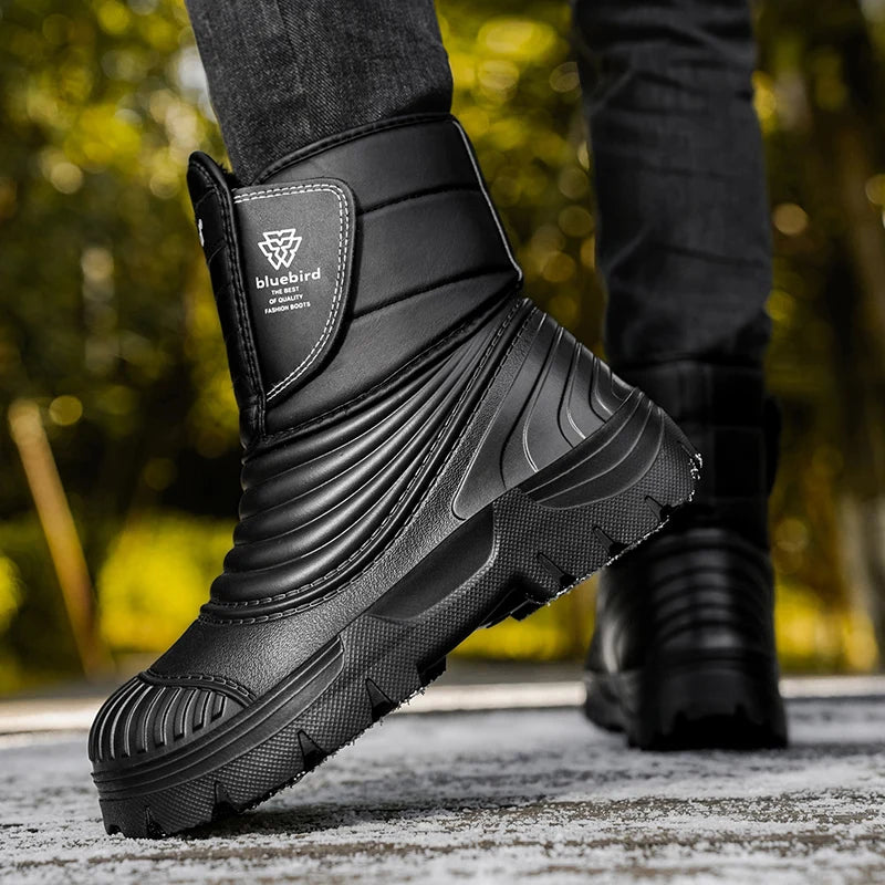 Men's Snow Boots Winter Warm Plush Casual Boots Soft Sole Anti-Slip Plus Size Outdoor Boots Fashion Youth Comfort High-Top Boots