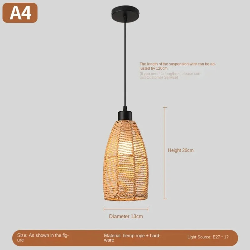 Wicker Lamp Creative Rattan Ceiling Light Chandelier Light for Teahouses Homestays Decorative Retro Pendant Light Fixture E27