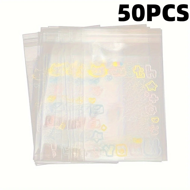 20/50/100pcs Graffiti Self-adhesive Bag Small Card Self-sealing Bag Packaged Card Gift Bag High Value Opp Bag Transparent Bag.