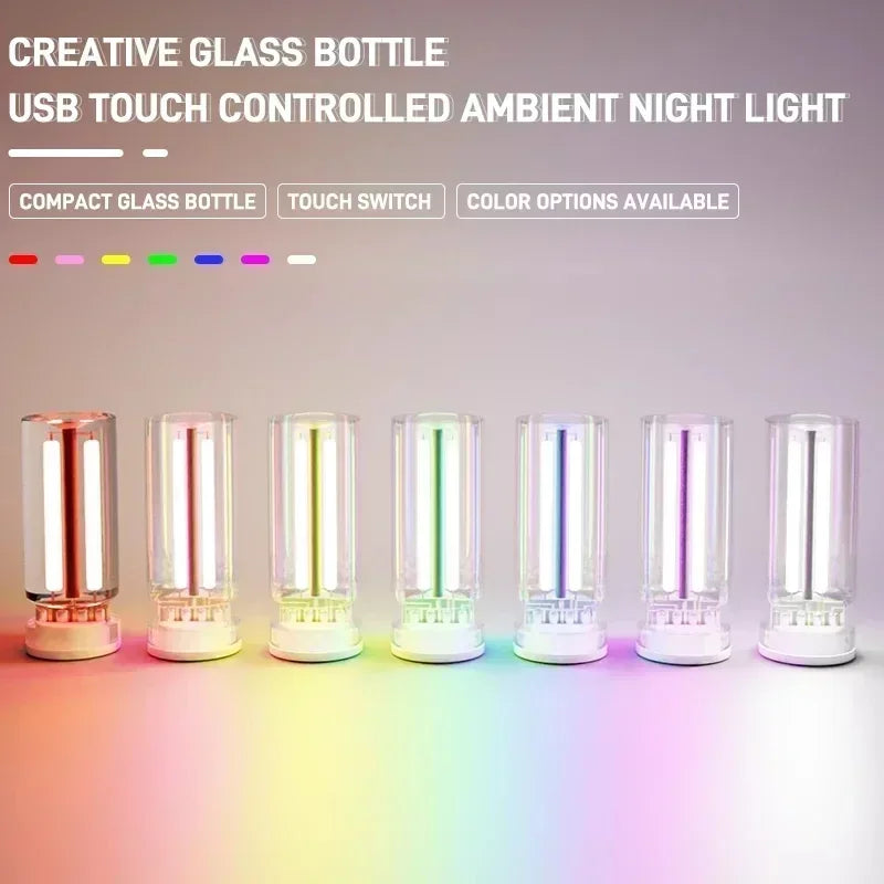 USB Touch Control LED Night Light Portable Lighting Incandescent Lamp Atmosphere Filament Light Bulb Car Bedroom Decoration