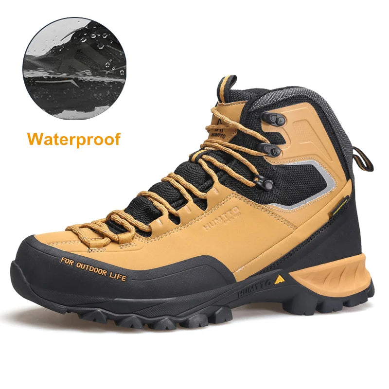 HUMTTO Waterproof Boots for Men Luxury Designer Outdoor Hiking Shoes Climbing Trekking Sneakers Leather Safety Mens Ankle Boots