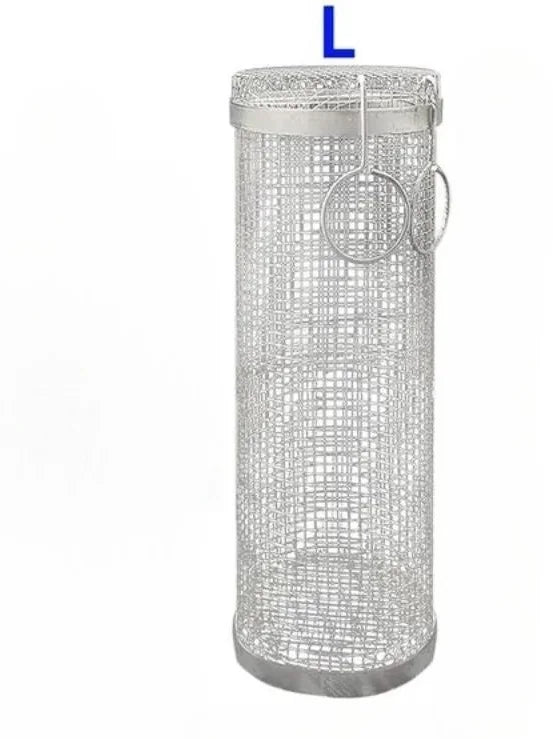 1pc Stainless Steel Grill.Roaster Rolling Cylinder Basket Portable Mesh Rotating BBQ Cage Oven Home Barbecue Picnic Accessories