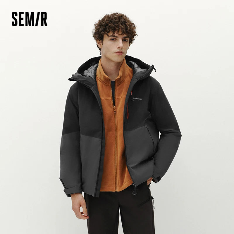 អាវក្រៅបុរស Semir ធ្វើពីរោមចៀម ៩០ ភាគរយ ធន់នឹងភ្លៀង ធន់នឹងការកកិត មានខ្យល់ចេញចូលបាន ធន់នឹងការពាក់ក្រៅផ្ទះ ពណ៌ចម្រុះ មានមួក 2026 ថ្មី