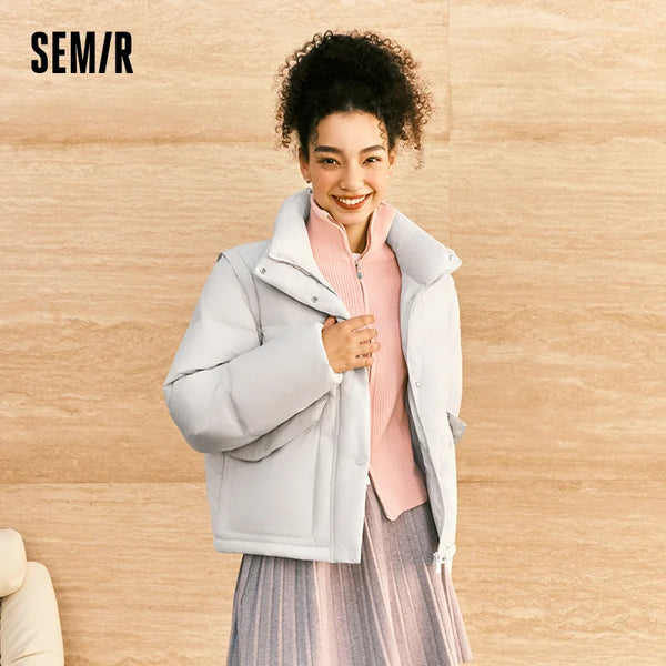 អាវក្រៅ Semir សម្រាប់ស្ត្រី ៩០ ភាគរយ ធ្វើពីរោមសត្វ រដូវរងា ឆ្នាំ២០២៦ រចនាបថប្រចាំថ្ងៃ ស្រទាប់ខាងក្រៅក្តៅ និងការពារកម្ដៅ