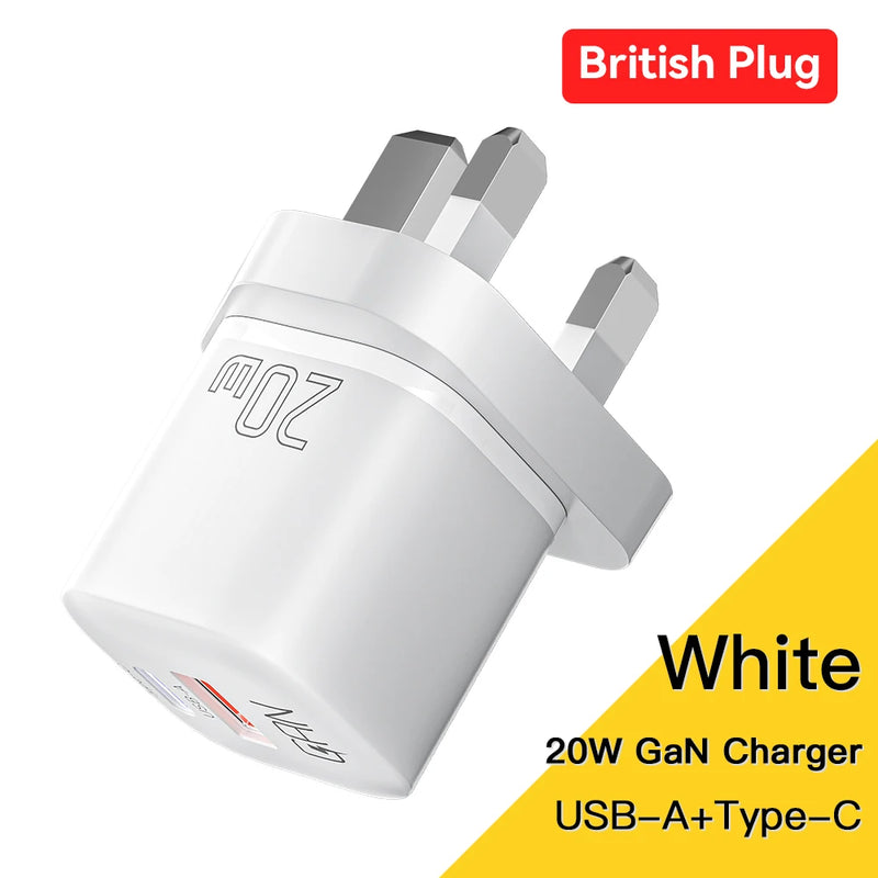 ឆ្នាំងសាក Essager 20W GaN USB Type C PD សាកថ្មលឿន QC 3.0 សម្រាប់ iPhone 14 13 12 11 Pro Max Mini iPad សាកថ្មបានលឿន
