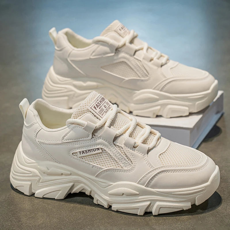 Men's Chunky Sneakers Summer Thick-Sole Breathable Casual Outdoor Running Shoes Fashion Student Soft-Sole Anti-Slip Sports Shoes