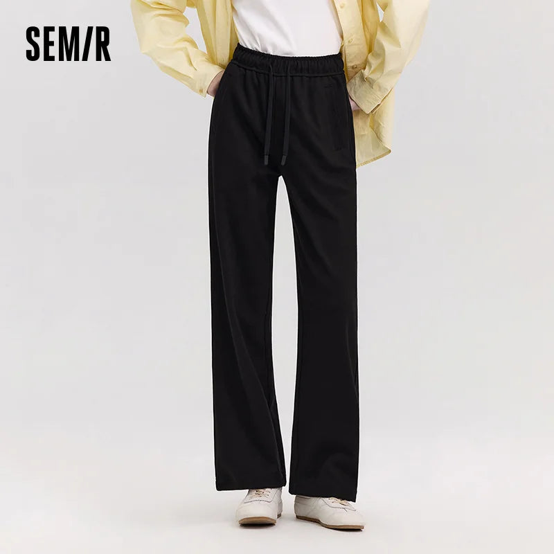 Semir Versatile Pants Women Spring Elastic Waist Drawstring Wide Leg Slim Fit Ins Trendy Slouchy Casual Sweatpants
