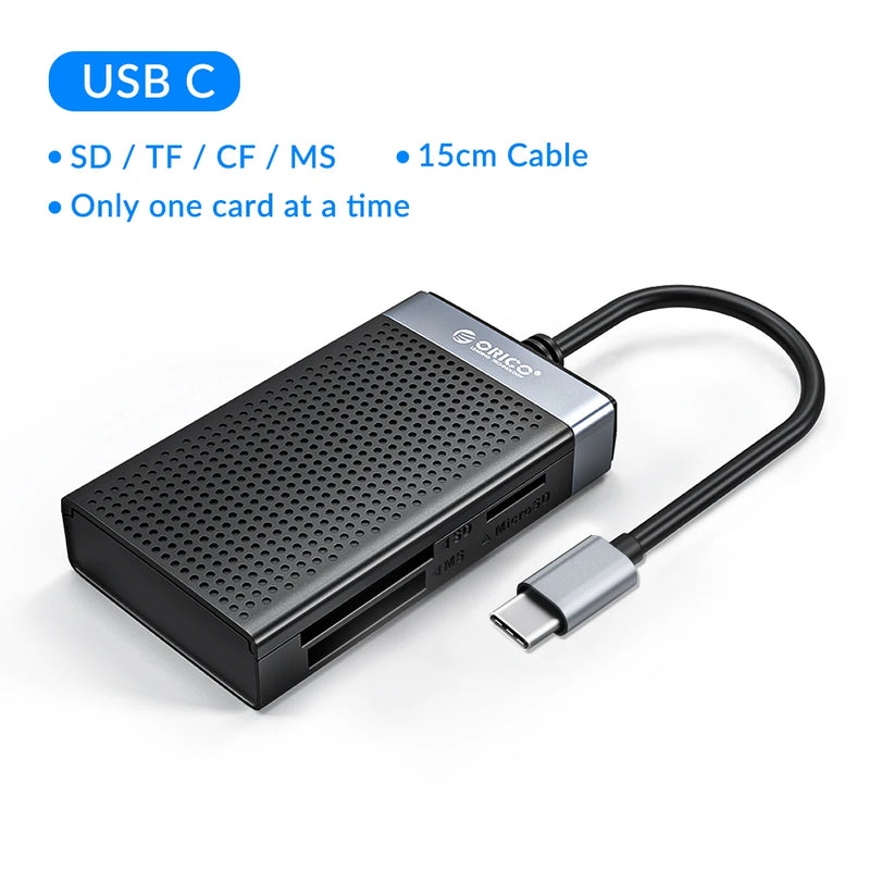 ORICO USB 3.0 USB C Card Reader 4 in 1 Memory Smart Card Reader SD TF CF MS Compact Flash Card Adapter 15cm Cable for Laptop