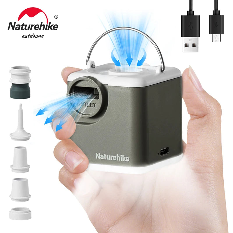 Naturehike Wind-air Inflatable Pump Outdoor Multifunctional Camping Light Portable Air Pumps 2400mAh Battery USB Rechargeable