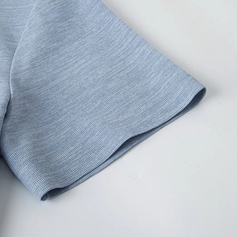 Seamless Color Cotton Polo Shirt Men Flat Knit Business Casual Short Sleeve, Breathable Quick-Dry Tee
