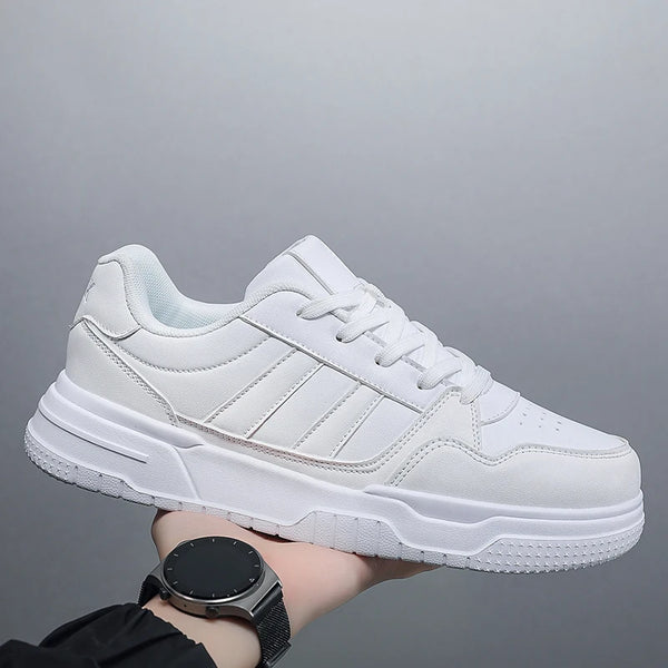 Mens Pure White Leather Sneakers Big Size 49 50 51 52 Fashion Flat Sports Skateboarding Shoes Casual Supporting Dropshipping