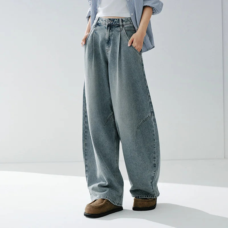 Semir Streetwear Jeans Women 2026 Spring Loose Wide Leg Fashion Style Trendy Casual Fashion Trousers