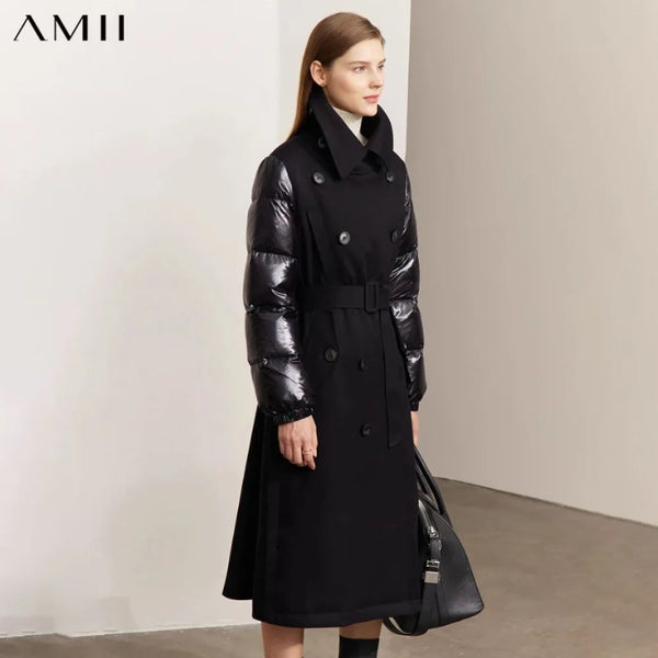 អាវក្រៅ AMII Minimalism Down Jacket សម្រាប់នារី រដូវរងា ឆ្នាំ២០២៦ ម៉ូដថ្មី ក្តៅ ងាយស្រួលពាក់ ងាយស្រួលធ្វើដំណើរ អាវធំពីរជាន់ 12270525
