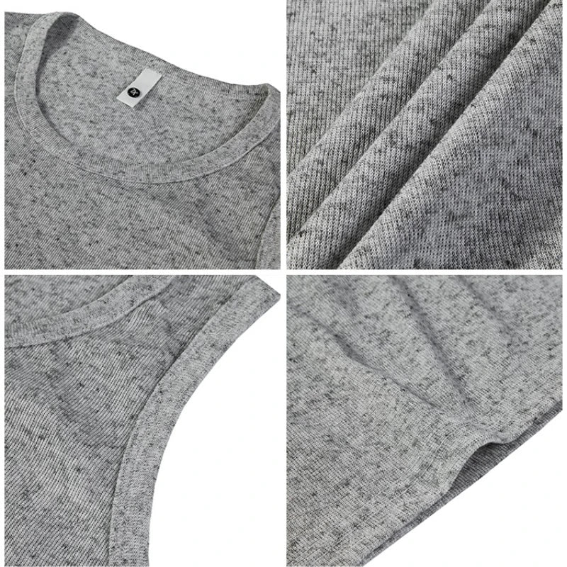 Men's Two-Tone Linen Blend Knit Tank Top – Summer Breathable Textured Sleeveless Vest for Fitness & Casual Wear