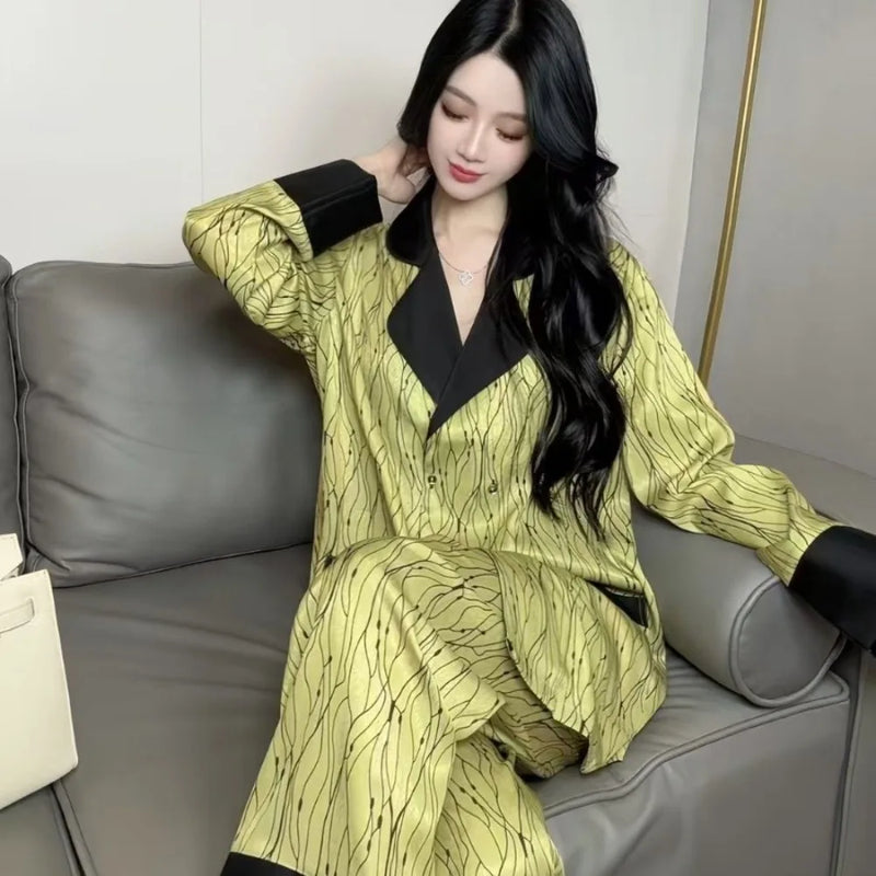 2026 New Autumn Sleepwear Pijama Home Suit for Women Pyjamas Elegant Long Sleeve Pajamas Set Comfort for Homewear Loungewear