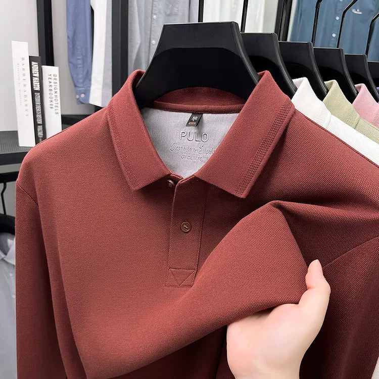 260g Long Staple Cotton Pique Fabric, Premium 100% Cotton Polo Shirt, Business Casual Slim Fit Top,Golf Shirt
