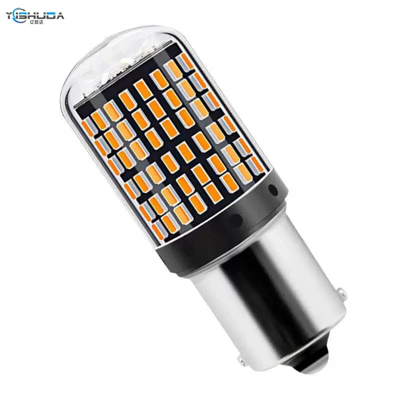ភ្លើងសញ្ញាបត់រថយន្ត LED ជាសកល 2PCS 12V/24V ឌិកូដប្រឆាំងនឹងស្ត្រូបូស្កូប 1156 3014 144 ភ្លើងចំហៀង 157 ភ្លើងហ្វ្រាំង T20