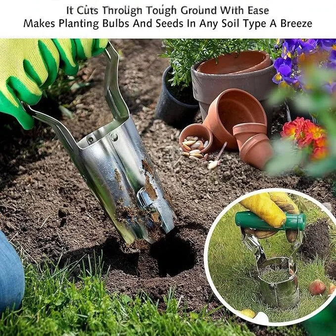 Gardening Seedling Transplanting Device Hole Drilling Vegetable Planting Digging Tool with Seedling Lifter Function