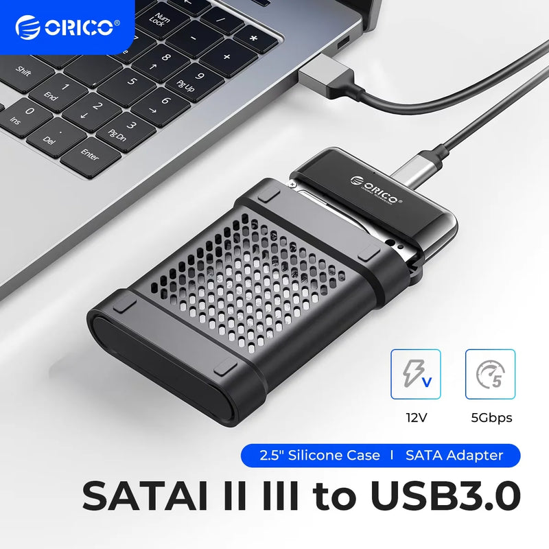 ORICO 2.5 Inch SATA Adapter with 2.5" Silica gel Box HDD Enclosure Case  for 2.5'' HDD/SSD External Hard Drive Disk 50 CM Cable
