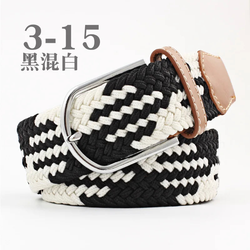 105cm Stretch Woven Belt, Unisex Canvas Belts Fashion Casual Student Belt Women Cinturon Male Waistband.