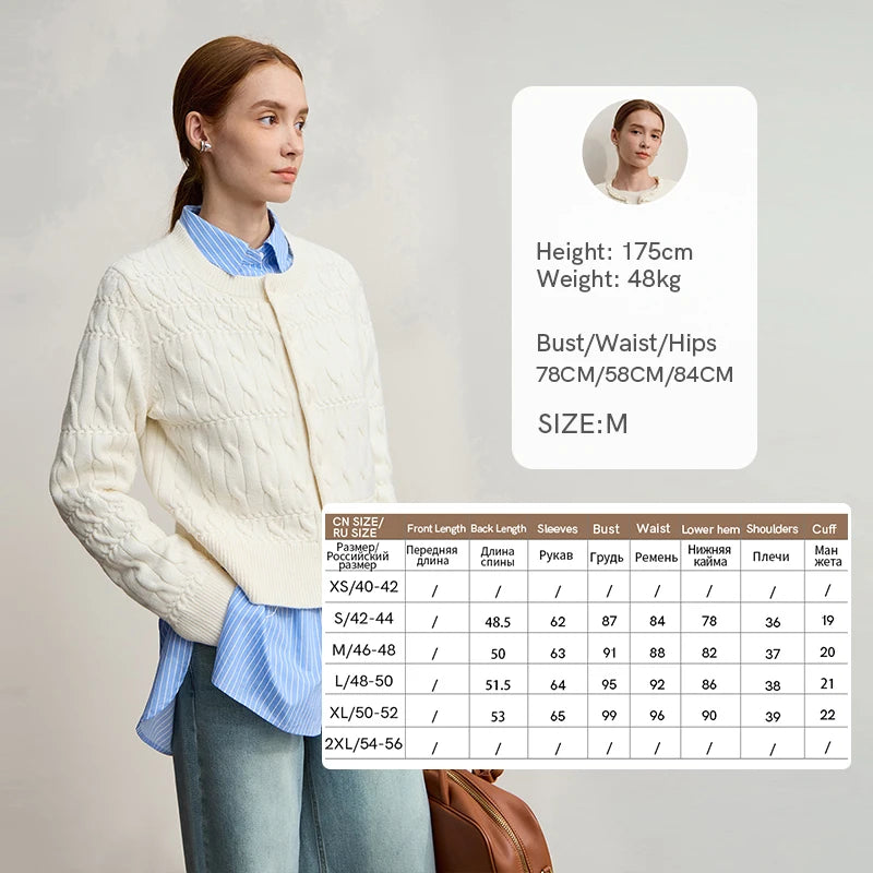 AMII Women 2026 Winter New Casual Cardigans Round Neck Straight Cardigan for Lady Vintage Elegant Short Knitted Top 12544197