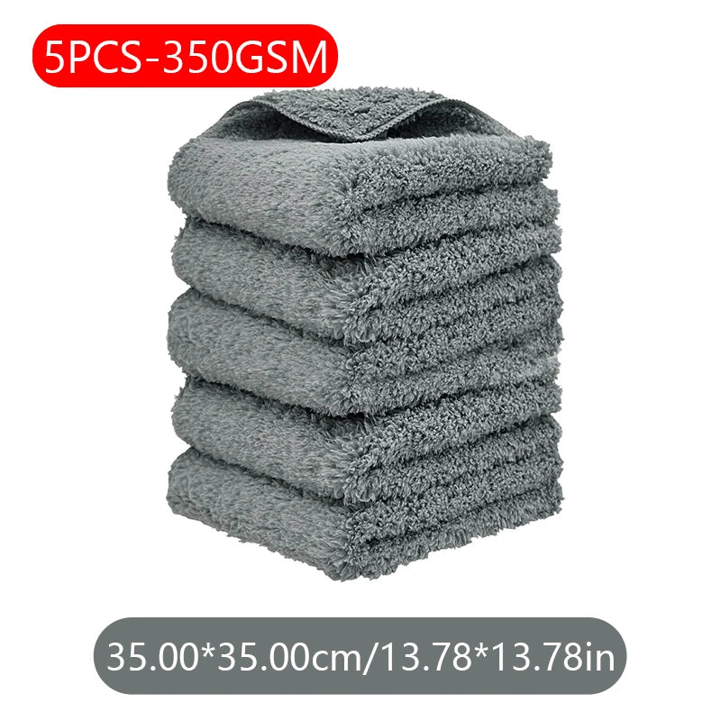 SEAMETAL 1/5PCS Edgeless Microfiber Auto Cleaning Towels Multifunctional Car Wash Towel Fast Dry Cloth Clean Rags 23x27/35x35cm