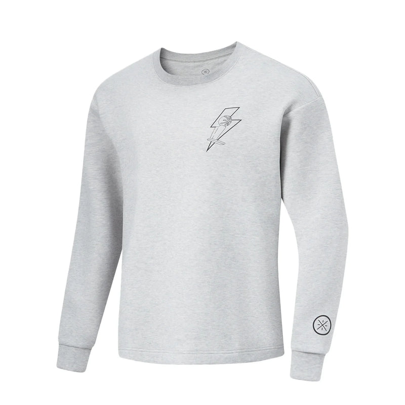 Li-Ning Men's Wade Sweatshirt Loose Fit 62%Cotton 35%Polyester 3%Spandex O-Neck Long Sleeve Comfortable Tops Pullover AWDU009