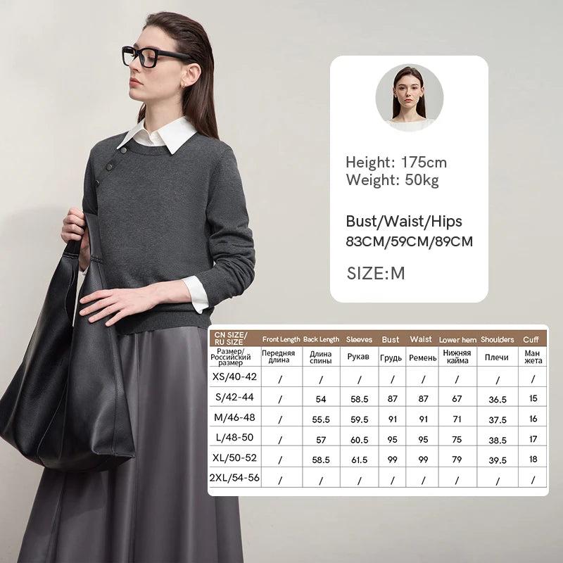 AMII Ladies Sweater 2026 Autumn New Solid Color Pullover Tops For Woman Long-sleeved O-neck Loose Casual Female Clothing12523096