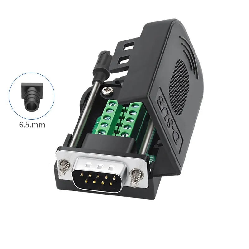 DB9 RS232 Connector D-SUB 9 Pin Male Female Plug RS485 Breakout Terminals 21-24 AWG Wire Solderless Connectors
