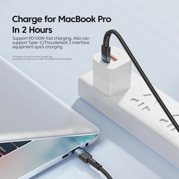 ខ្សែសាក Essager 100W USB Type C ទៅ USB C ខ្សែសាក USB-C PD សាកលឿនសម្រាប់ Macbook Samsung Xiaomi ខ្សែ USBC ទំហំ 3M