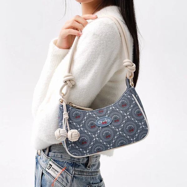Semir Bag Underarm Bag Women 2024 New Sweet Cherry Print Crossbody Bag Small Cute Textured Handbag