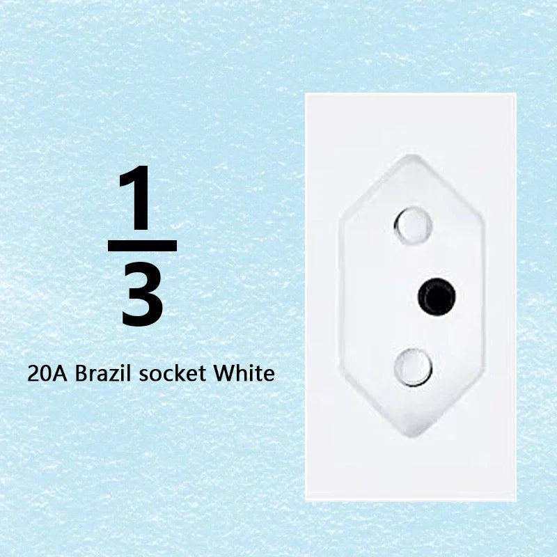 Brazilian Italian Chile  US EU Standard PC panel Free Combination Function USB Type C Key DIY Switch Socket 118mm*75mm White