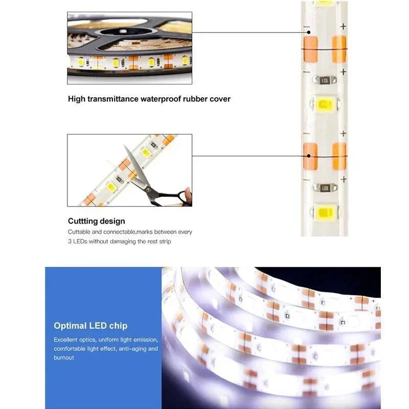 ភ្លើង LED Strip Light Touch Sensing Flexible Light ខ្សែបូ ចង្កៀងសាក USB បំភ្លឺទូ បំភ្លឺកញ្ចក់