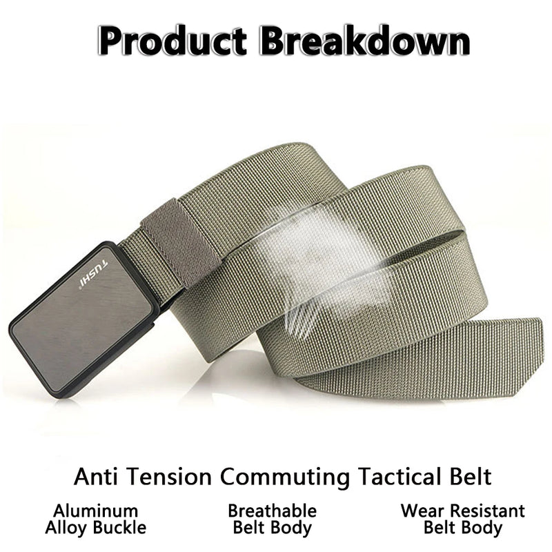 TUSHI 35mm Men's Elastic Belt Soft Strong Nylon Zinc Alloy Quick Release Buckle Unisex Stretch Belt Work Waistband Straps Male