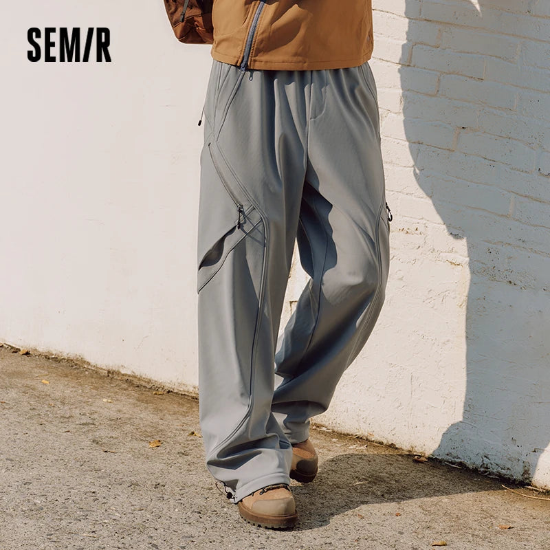 Semir Panel Jogger Pants Fleece Lined Men 2025 Winter Loose Fit Sporty Casual Outdoor Warm Comfortable Long Bottoms