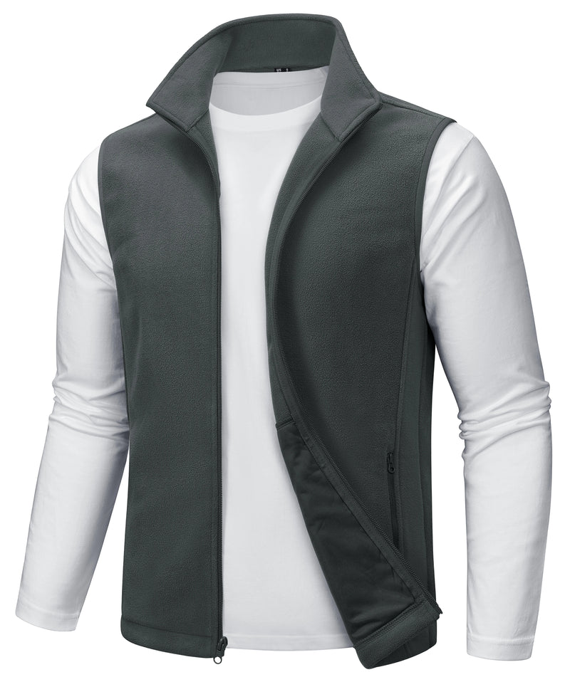 TACVASEN Men's Fleece Vest Zip Up Lightweight Sleeveless Jacket Warm Polar Fleece Outerwear with Pockets Casual Golf Hiking Vest