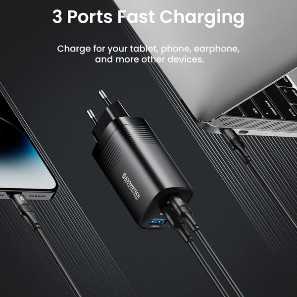 ឆ្នាំងសាក GaN USB Type C 65W សាកលឿន QC3.0 PD3.0 សម្រាប់ iPhone 14 13 Pro Xiaomi Laptop PPS ឆ្នាំងសាកលឿនចល័ត 45W សម្រាប់ Samsung