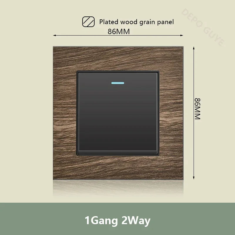 UK 18W Type-C Quick charge Dual Power Outlet,Universal Retro Wood Grain Electrical USB Socket,220V Electrical  Wall Light Switch