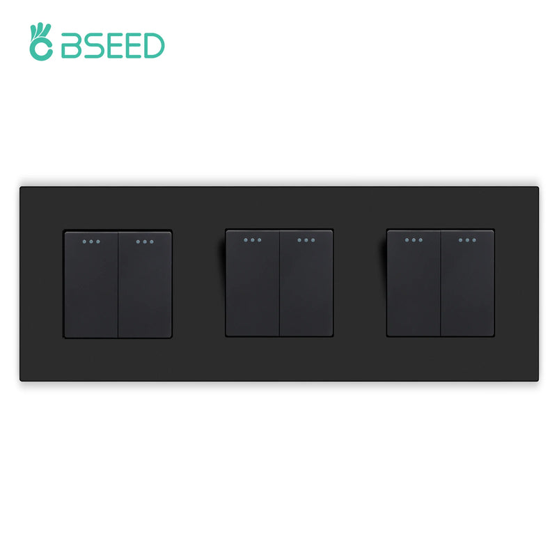 BSEED 1/2/3Gang 1Way Button Light Switch With Wall EU Socket Power Outlets Plastic Panel Mechanical Wall Light Switch On Off