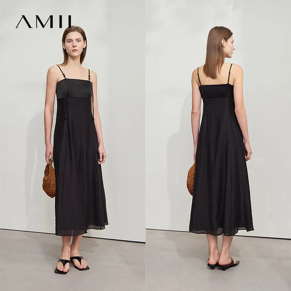 រ៉ូបអាវកាក់ Amii Minimalism ឆ្នាំ ២០២៥ សម្លៀកបំពាក់នារីថ្មីសម្រាប់ឆ្នេរខ្សាច់ រ៉ូបវែងស្តើង អក្សរសាស្ត្រ Cami ពណ៌ស 12552110