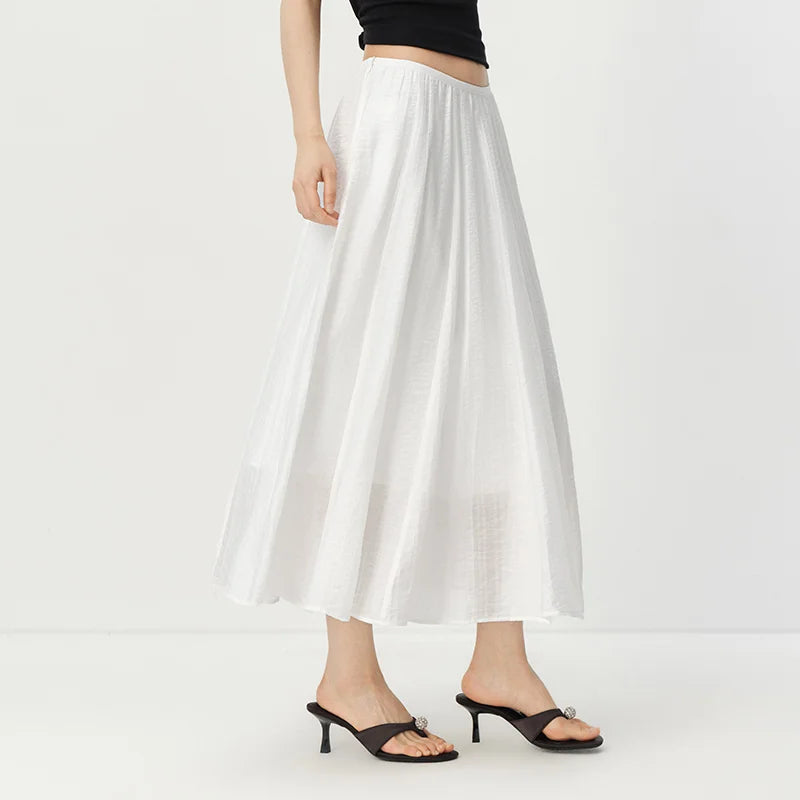 Semir Women Skirt HighWaist Texture White A Line Long Skirt 2026 Summer Elegant Casual