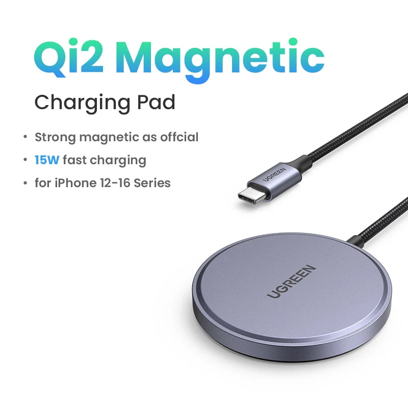 UGREEN 15W Magnetic Wireless Charger For iPhone 16 17 Pro Max Magnet Induction Charger Qi2 for Magsafe Wireless Charging Pad