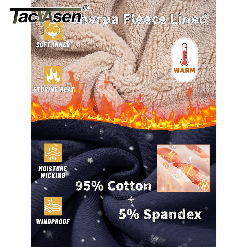 TACVASEN Thicken Sherpa Fleece Lined Sweatpants Mens Heavy Warm Winter Pants Outdoor Hiking Running Athletic Joggers Trousers