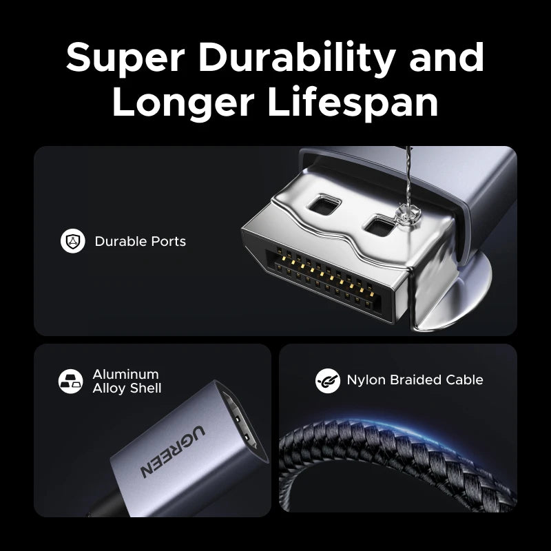 UGREEN DP to HDMI Adapter Cable 4K 30Hz DisplayPort Male to HDMI Female Converter for PC Laptop Monitor Projector Gaming Theater