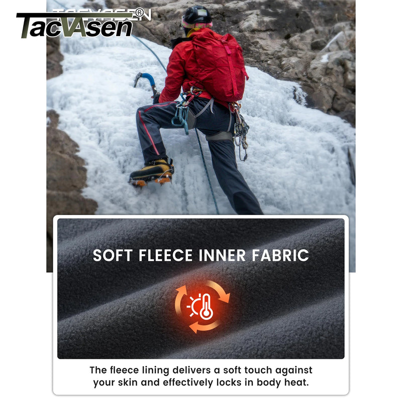 TACVASEN Men's Winter Hiking Pants Fleece Lined Waterproof Softshell Snow Ski Insulated Work Cargo Pants with 6 Zip Pockets