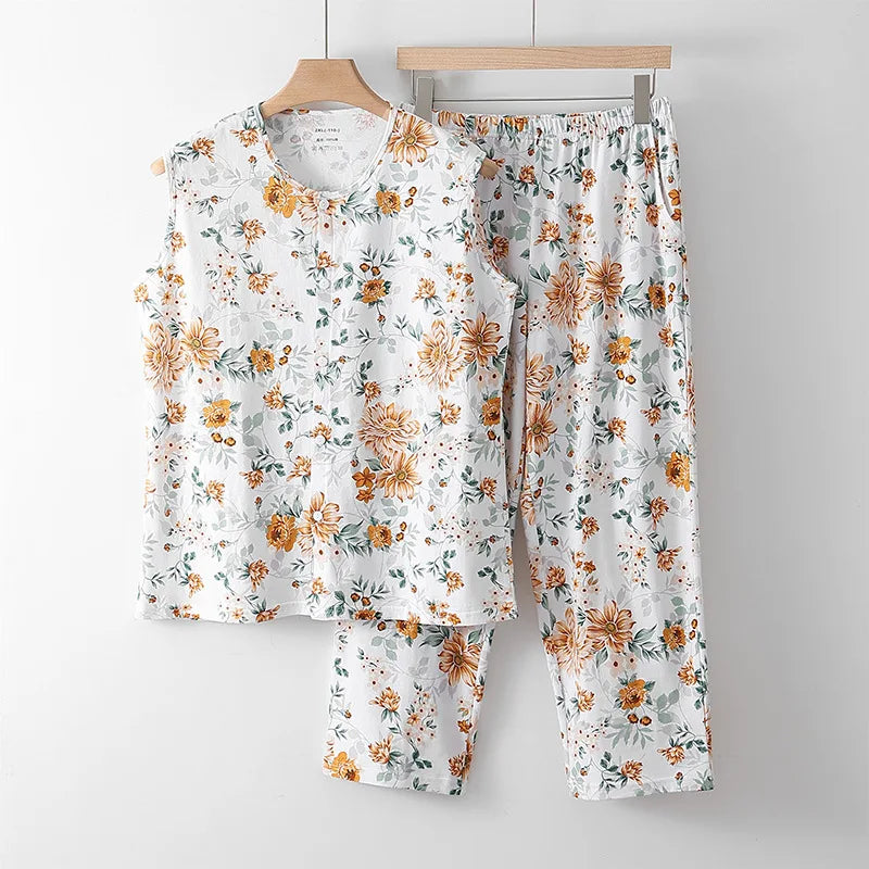 ឈុតគេងសម្រាប់នារី XL-6XL បោះពុម្ពកប្បាស ធម្មតា គេងទំហំធំ សម្លៀកបំពាក់នៅផ្ទះ ស្តើង គេងរដូវក្តៅ គេងសម្រាប់នារី ស្លៀកក្នុងបន្ទប់