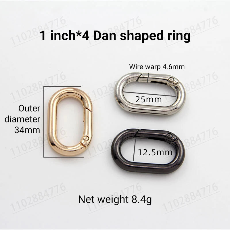2PC Oval Spring O Ring Openable Leather Bag Handbag Strap Buckle Connect Keyring Pendant Key Dog Chain Snap Clasp Clip Carabiner