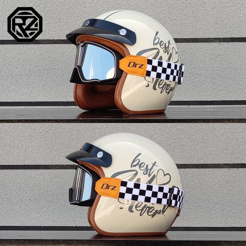Retro 3/4 Leather  Helmet Motorcycle Helmet Open Chopper Bicycle Helmet Casque Casco Motocicleta Capacete Helmet