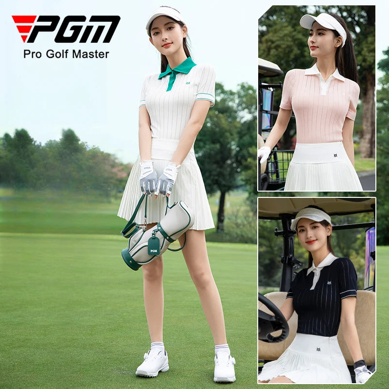 PGM Women Golf Spring Summer T-shirt Tennis Polo Sports Top Clothes YF802